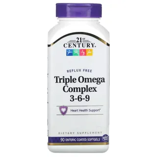 Жирні кислоти 21st Century Triple Omega Complex 3-6-9, 90 капсул
