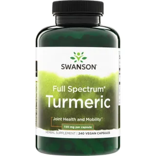 Корінь куркуми Swanson Turmeric 720 mg Full Spectrum, 240 капсул для підтримки здоров'я суглобів та шкіри
