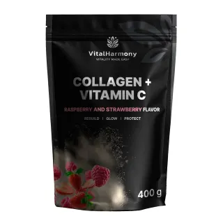 Колаген і вітамін С VitalHarmony Collagen pluc C, 400 грам - Малина-полуниця