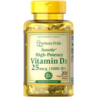 Вітаміни та мінерали Puritan's Pride Vitamin D3 1000 IU, 200 капсул