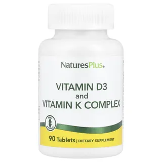Вітамін D3 і K2 Natures Plus Vit D3 + Vitamin K Complex, 90 таблеток для підтримки кісток