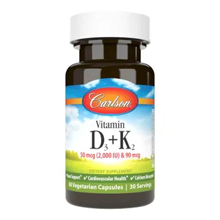 Вітаміни та мінерали Carlson Labs Vitamin D3 + K2, 60 вегакапсул