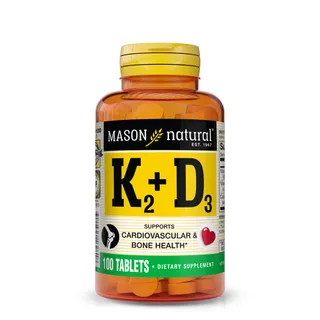Вітаміни та мінерали Mason Natural Vitamin K2 100 mcg plus Vitamin D3, 100 таблеток