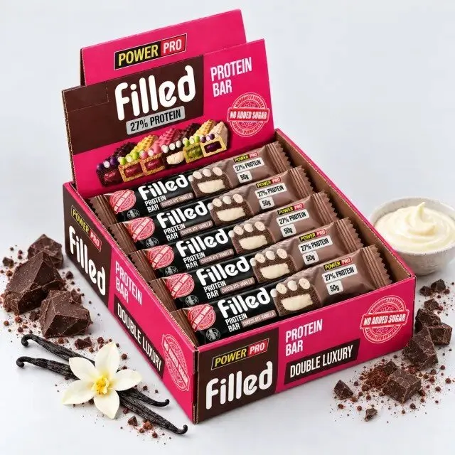 Протеїновий батончик Power Pro Filled Protein Bar 27% No Added Sugar, 10*50 грам - Шоколад-ваніль