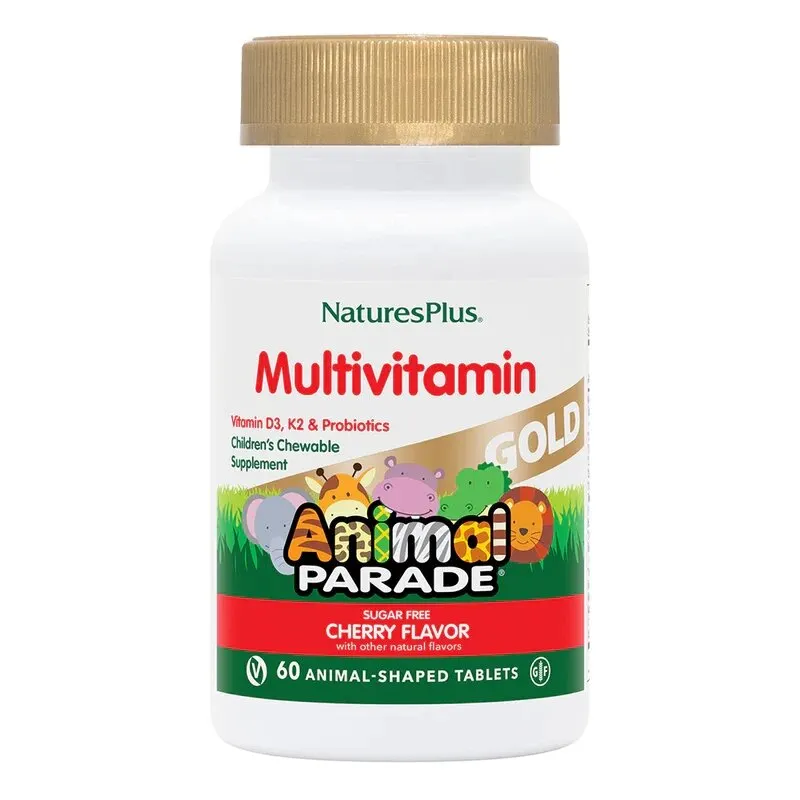 Вітаміни та мінерали Natures Plus Animal Parade GOLD Multivitamin Children’s Chewables, 60 жувальних таблеток - Вишня