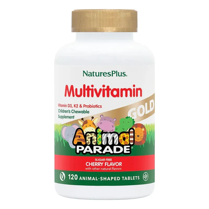 Вітаміни та мінерали Natures Plus Animal Parade Animal Parade GOLD Multivitamin Children’s Chewables, 120 жувальних таблеток - Вишня