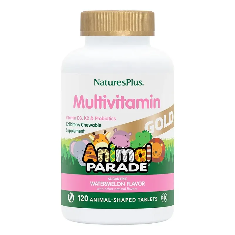 Вітаміни та мінерали Natures Plus Animal Parade Animal Parade GOLD Multivitamin Children’s Chewables, 120 жувальних таблеток - Кавун