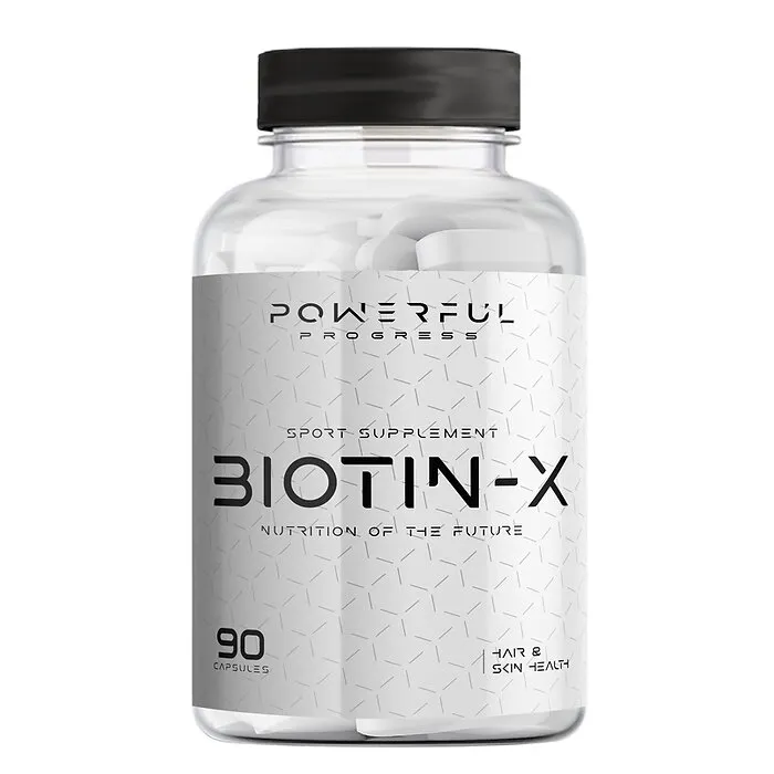 Біотин Powerful Progress Biotin-X 5000 mcg, 90 капсул для підтримки шкіри, волосся та нігтів.