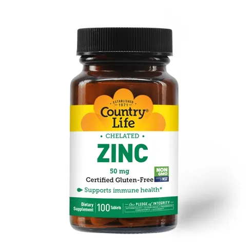 Вітаміни та мінерали Country Life Zinc Chelated 50 mg, 100 таблеток