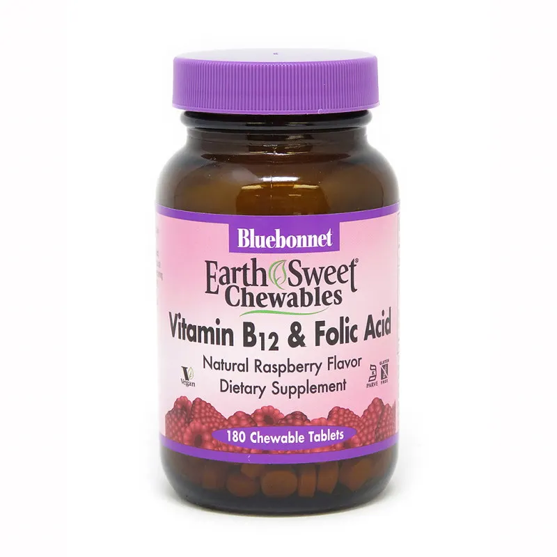 Вітаміни та мінерали Bluebonnet Nutrition Earth Sweet Chewables Vitamin В12 and Folic Acid, 180 жувальних таблеток