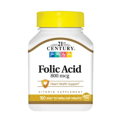 Вітаміни та мінерали 21st Century Folic Acid 800 mcg, 180 таблеток