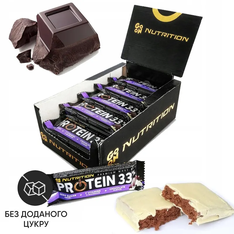 Блок батончиків Go On Nutrition Protein 33%, 24*50 грам - Шоколад