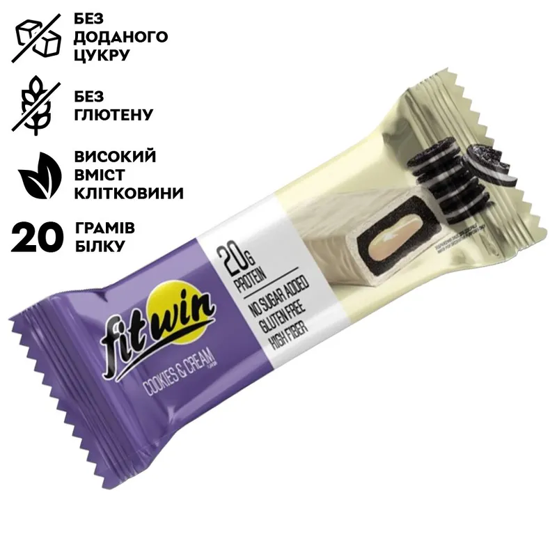 Протеїновий батончик FitWin Protein Bar 33%, 60 грам - Печиво-крем з начинкою