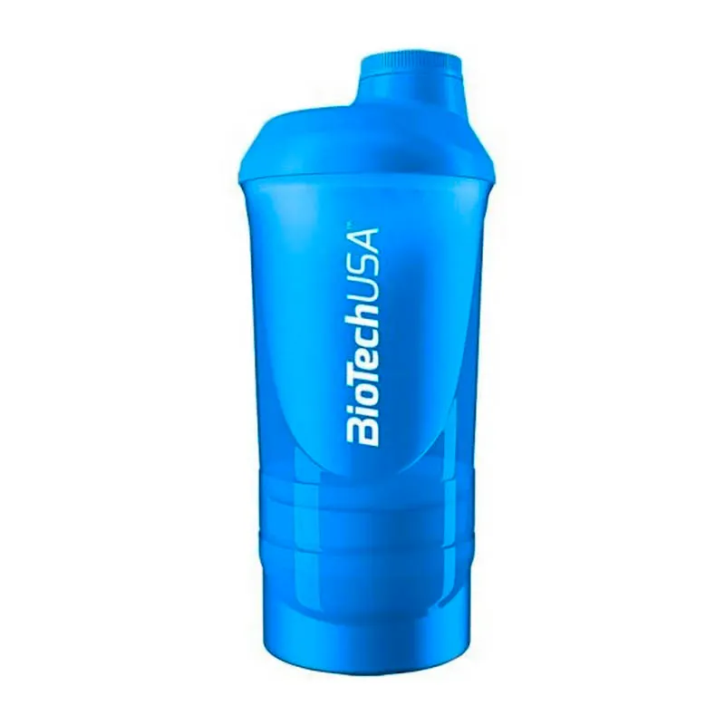 Шейкер BioTech Wave + 3in1 600 мл + 2 контейнера (250 мл, 100 мл), Blue