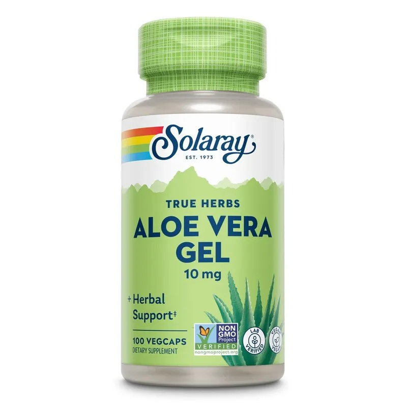 Натуральна добавка Solaray True Herbs Aloe Vera Gel 10 mg, 100 вегакапсул