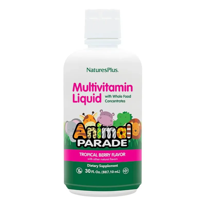 Вітаміни та мінерали Natures Plus Animal Parade Multivitamin Children’s Liquid, 887 мл - Тропічні ягоди