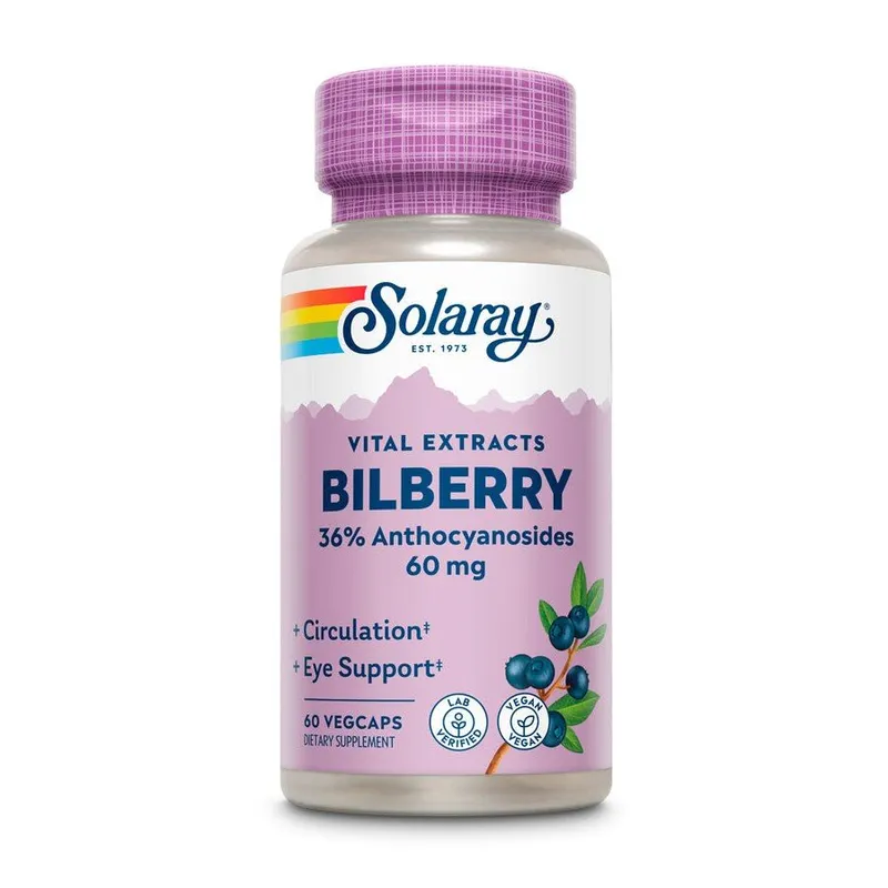 Екстракт ягід чорниці Solaray Bilberry Berry Extract 60 mg, 60 вегакапсул