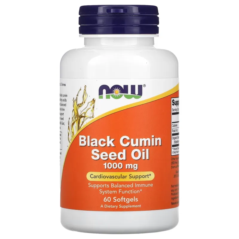 Натуральна добавка NOW Black Cumin Seed Oil 1000 mg, 60 капсул