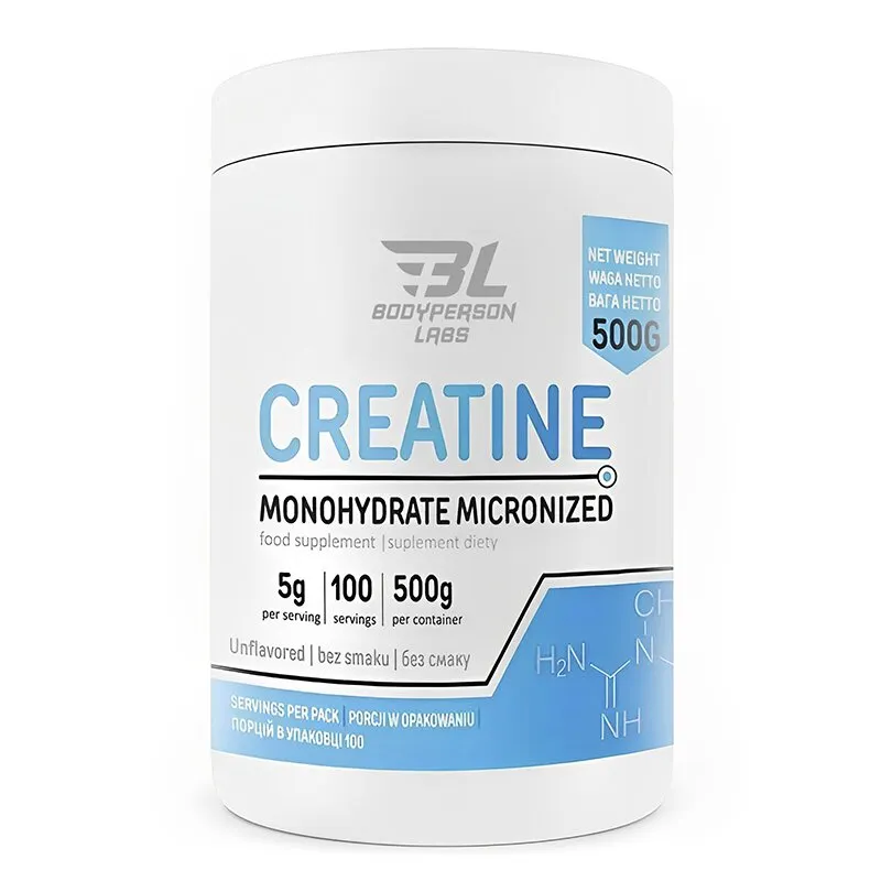 Моногідрат креатину Bodyperson Labs Labs Creatine Monohydrate, 500 грам - Без смаку для підтримки мозку та серця