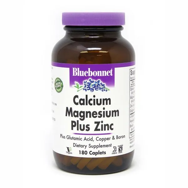 Вітаміни та мінерали Bluebonnet Nutrition Calcium Magnesium plus Zinc, 180 каплет