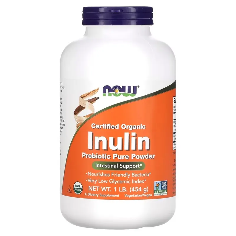 Інулін органічний NOW Certified Organic Inulin, 454 грамм пребіотична підтримка кишечника