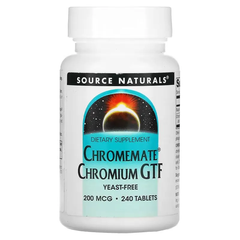 Вітаміни та мінерали Source Naturals Chromemate Chromium GTF 200 mcg Yeast-Free, 240 таблеток