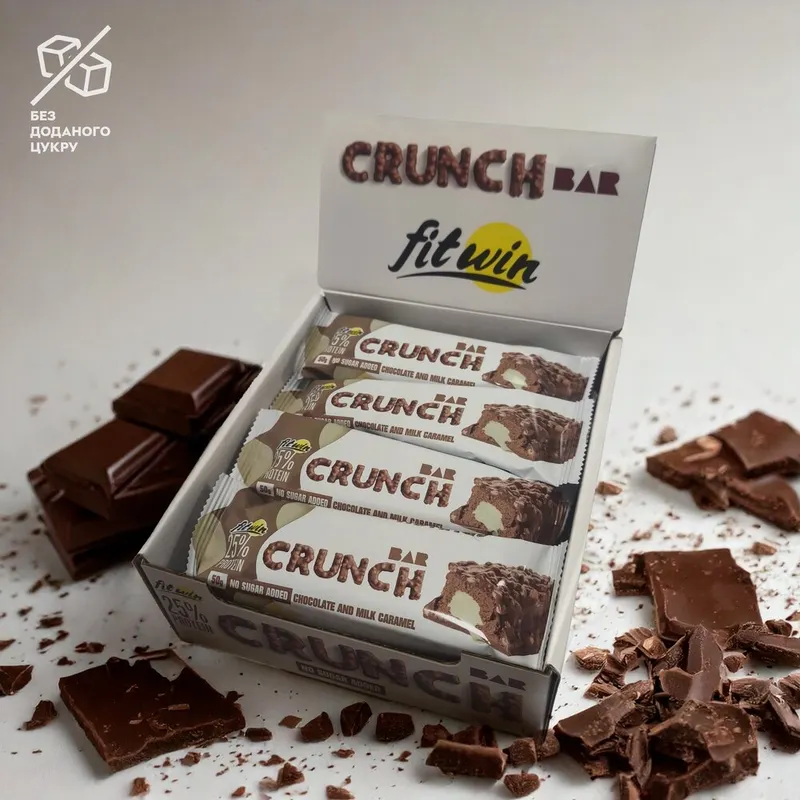 Батончик FitWin Crunch Bar 25%, 12*50 грам - Шоколад-молочна карамель