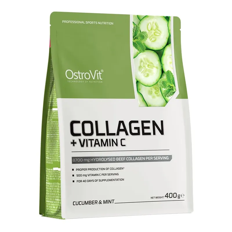Препарат для суглобів і зв'язок OstroVit Collagen + Vitamin C, 400 грам - Огірок-м'ята
