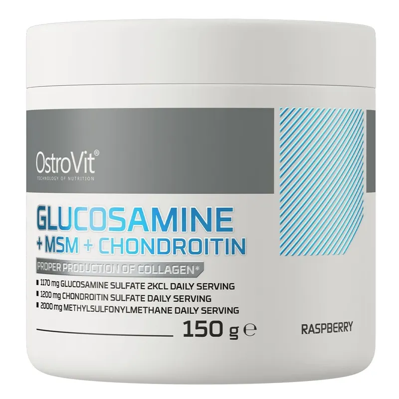 Препарат для суглобів і зв'язок OstroVit Glucosamine+MSM+Chondroitin, 150 грам - Малина