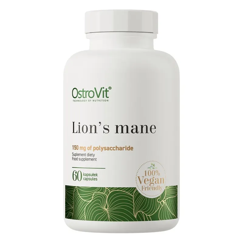 Екстракт гриба левової гриви OstroVit Vege Lion's Mane, 60 вегакапсул для підтримки пам'яті та концентрації уваги