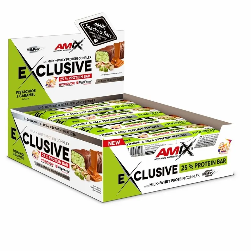 Батончик AMIX Exclusive Protein Bar, 12*85 грам - Фісташковий крем