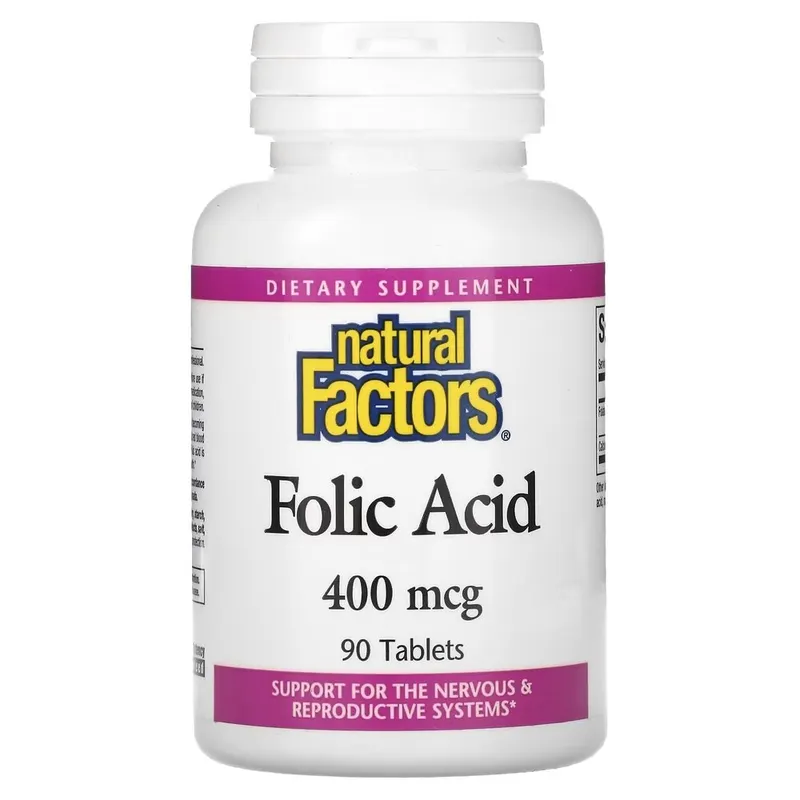 Фолієва кислота Natural Factors Folic Acid 400 mcg, 90 таблеток
