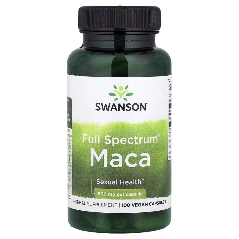 Корінь мака перуанської Swanson Maca 500 mg Full Spectrum, 100 капсул для енергії та гормонального балансу