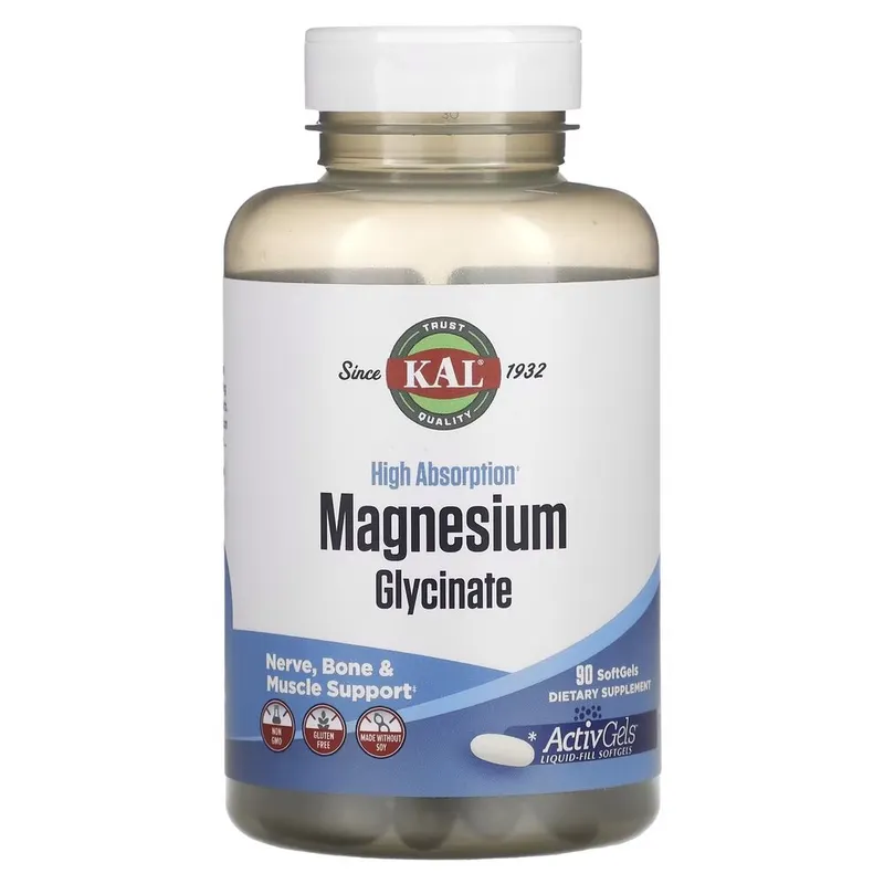 Магній гліцинат KAL Magnesium Glycinate 315 mg, 90 таблеток для підтримки м'язів, кісток та нервової системи