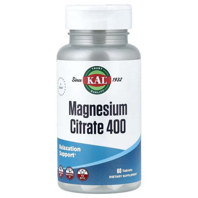 Вітаміни та мінерали KAL Magnesium Citrate 400 mg, 60 таблеток