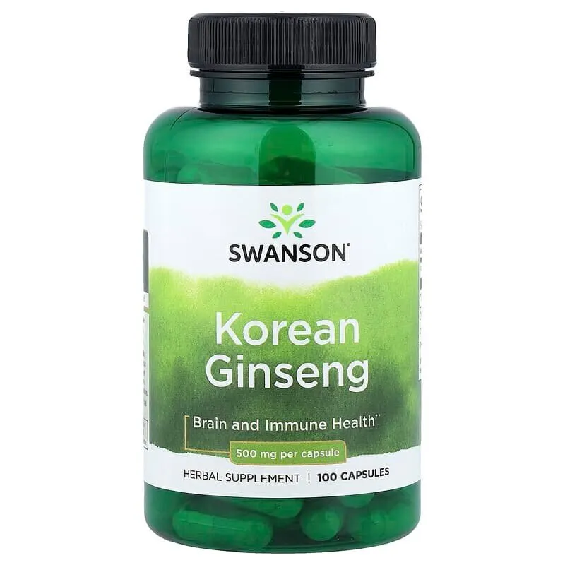Корейський женьшень Swanson Korean Ginseng 500 mg, 100 капсул