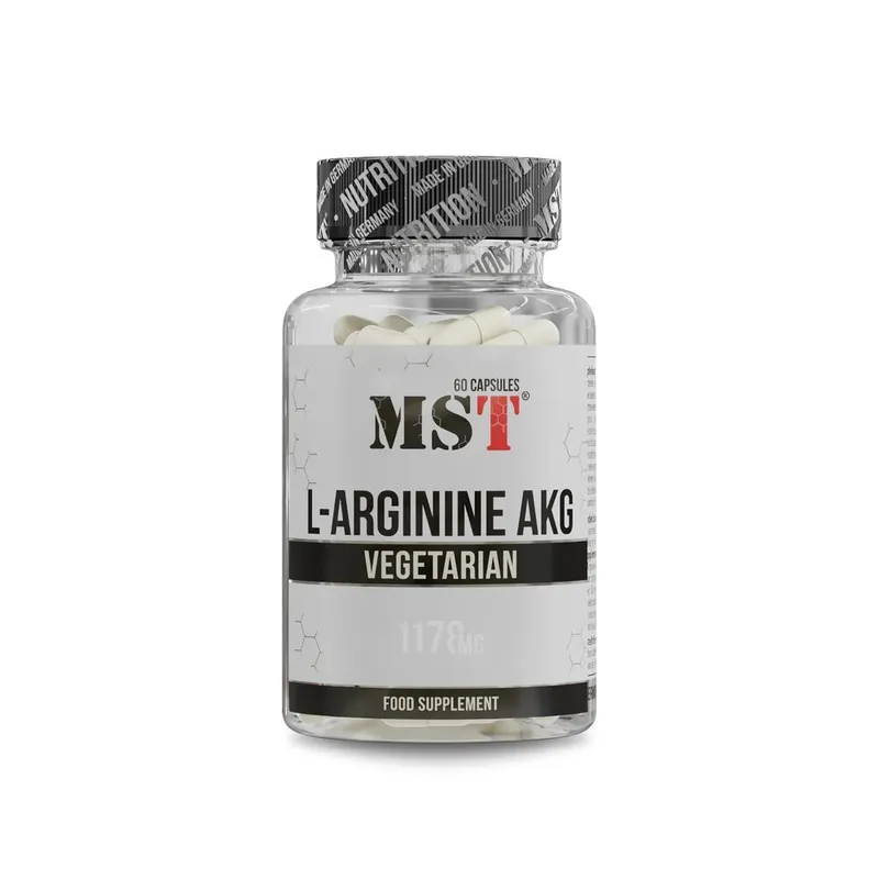 L-аргінін альфа-кетоглутарат MST Nutrition L-Arginine AKG, 60 капсул для покращення кровообігу