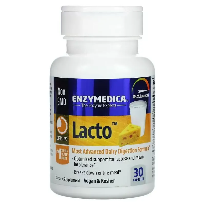 Харчові ферменти Enzymedica Lacto, 30 капсул для перетравлення лактози