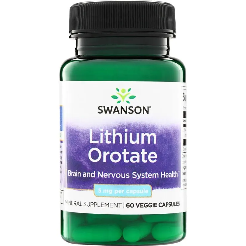 Оротат літію Swanson Lithium Orotate 5 mg, 60 вегакапсул