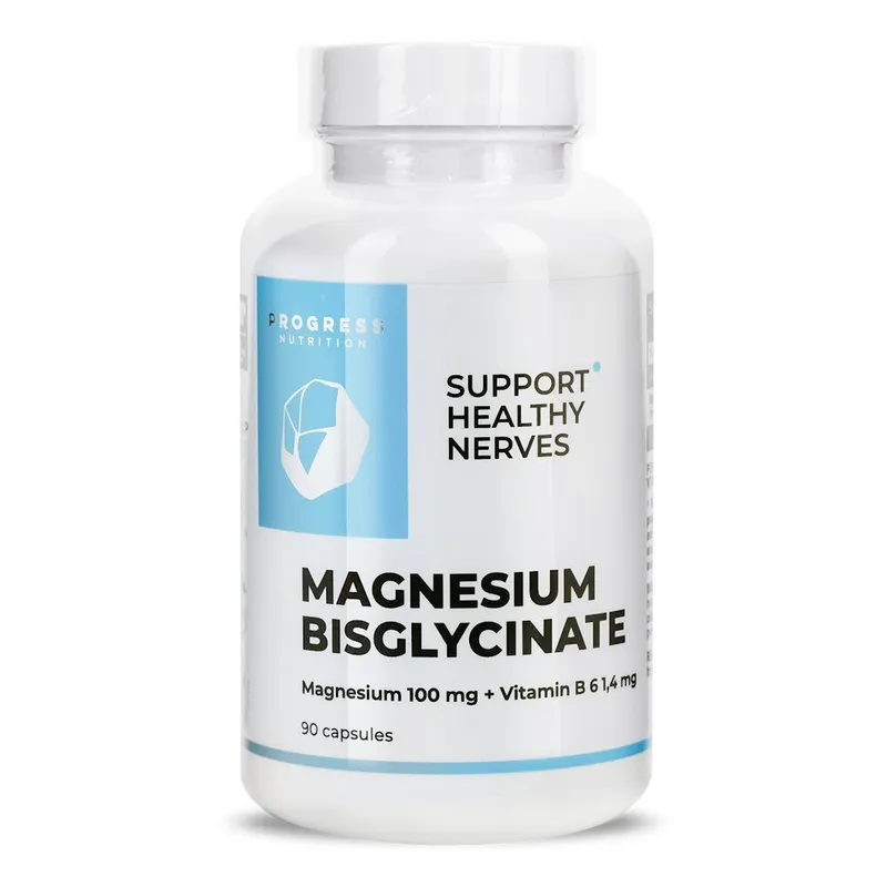 Магній бісгліцинат Progress Nutrition Magnesium Bisglycinate, 90 капсул для покращення загального стану здоров'я
