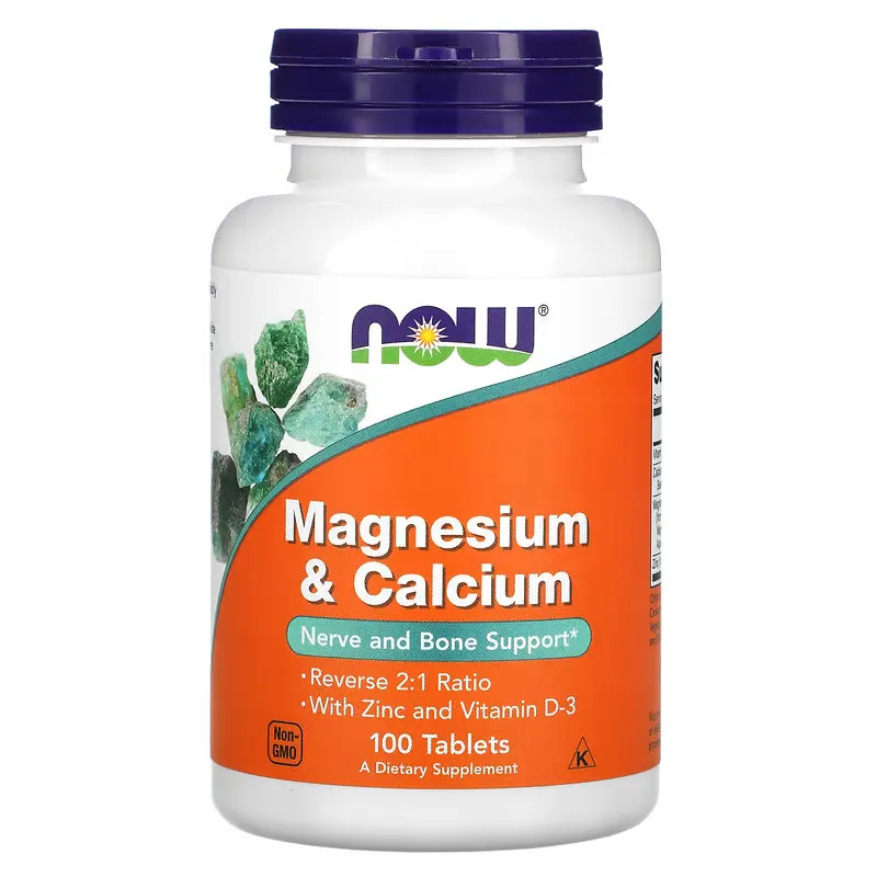 Вітаміни та мінерали NOW Magnesium & Calcium, 100 таблеток