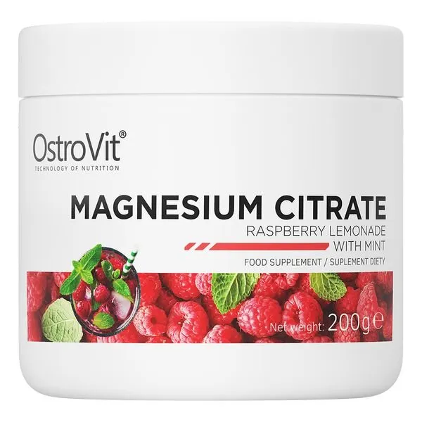 Магній цитрат OstroVit Magnesium Citrate, 200 грам - Малиновий лимонад із м'ятою