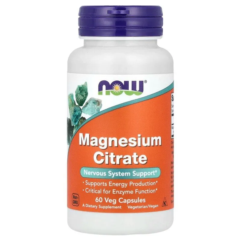 Вітаміни та мінерали NOW Magnesium Citrate 400 mg, 60 вегакапсул
