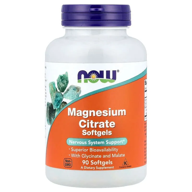 Вітаміни та мінерали NOW Magnesium Citrate 400 mg, 90 капсул