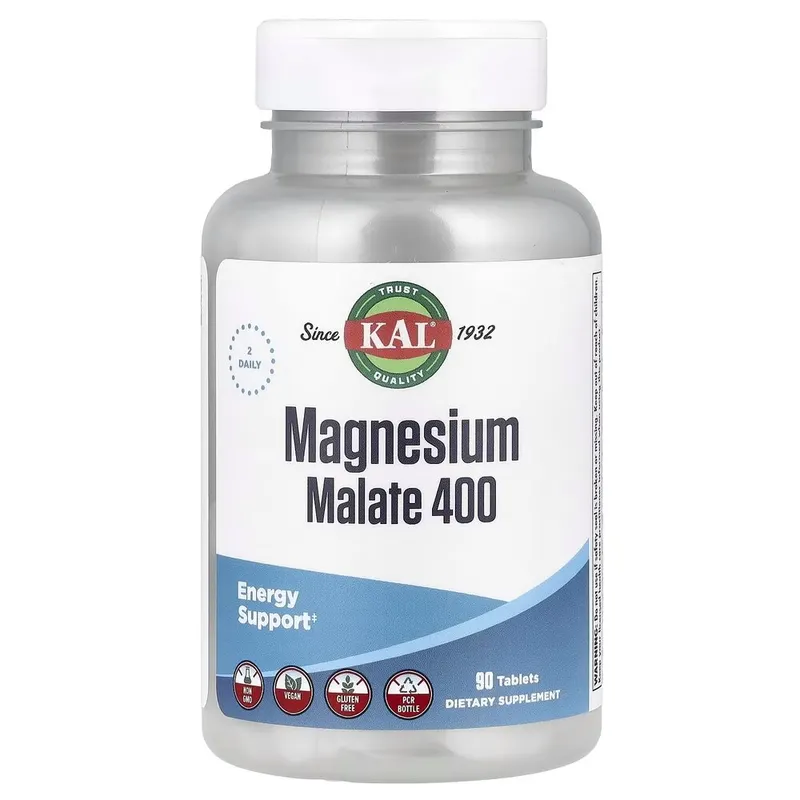 Магній малат KAL Magnesium Malate 400 mg, 90 таблеток для підтримки м'язової функції