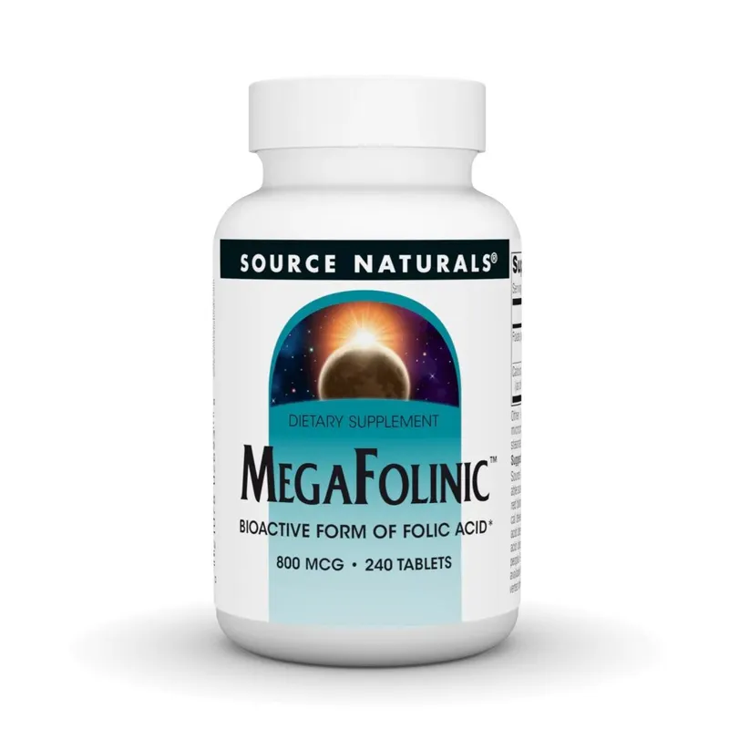 Біоактивна фоліева кіслота Source Naturals MegaFolinic 800 mg, 240 таблеток