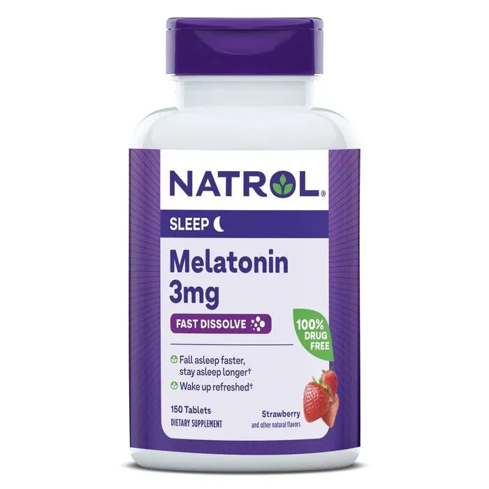 Мелатонін Natrol Melatonin 3 mg Fast Dissolve, 150 таблеток - Полуниця для гарного сну