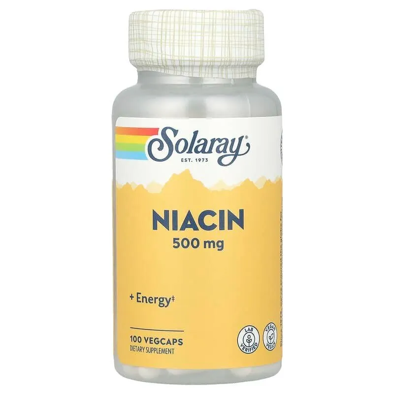 Вітамін B3 Solaray Niacin 500 mg, 100 вегакапсул