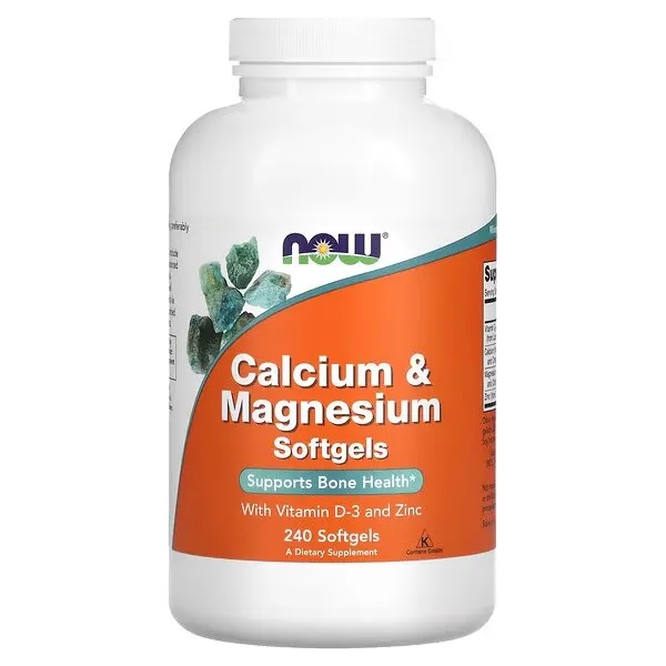 Вітаміни та мінерали NOW Calcium & Magnesium Softgels, 240 капсул