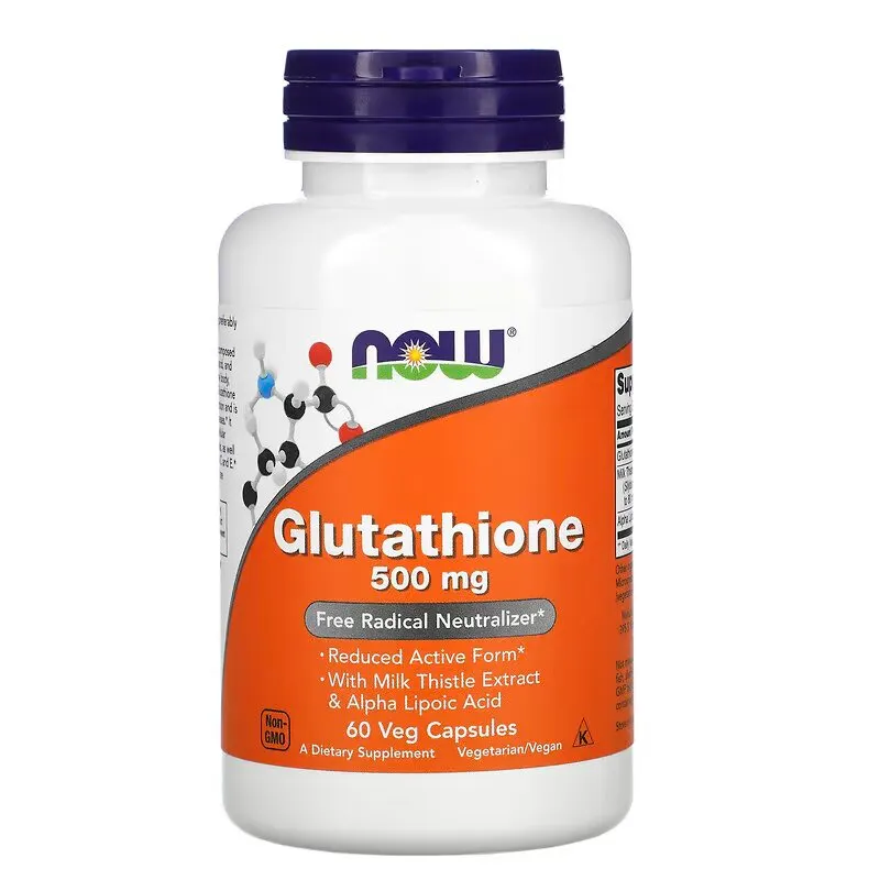 Амінокислота NOW Glutathione 500 mg, 60 вегакапсул